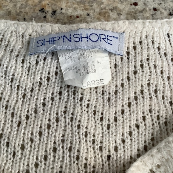 Ship’n Shore Tunic Top Size Large Cream Open Knit - Picture 6 of 7